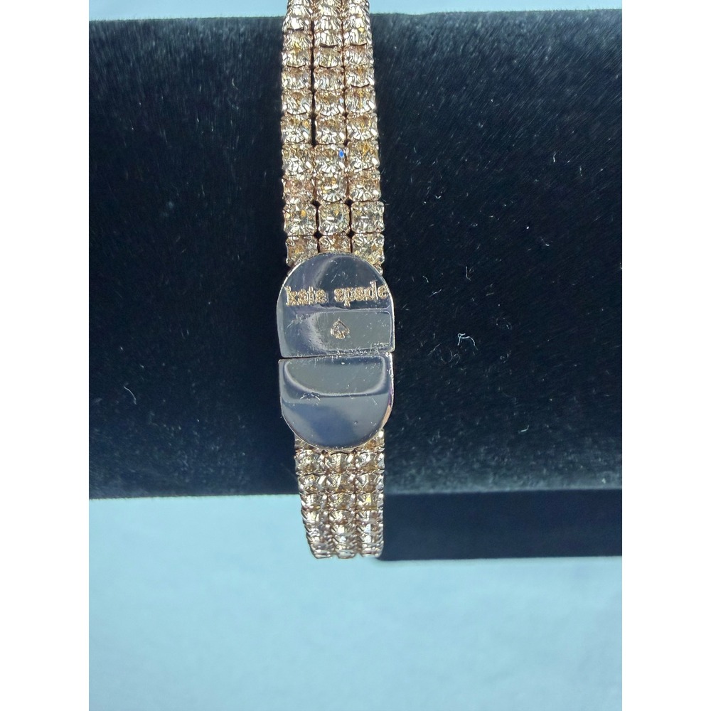 Kate Spade Rose Gold Tone 3-Row Champagne Crystal Tennis Bracelet